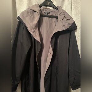 Eileen Fisher Black and Gray Raincoat